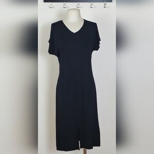 Casual Black V-Neck T-Shirt Dress